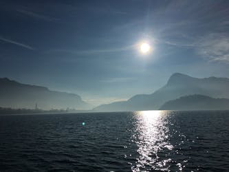 Winter sailboat coffee break on Lake Como